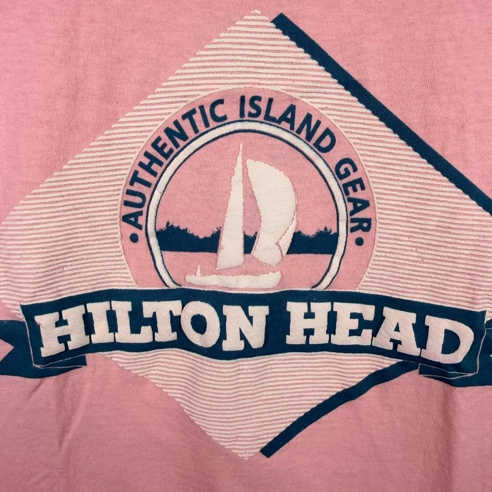 Vintage 80s Hilton‎ Head T-Shirt Mens Medium Made In USA Single Stitched